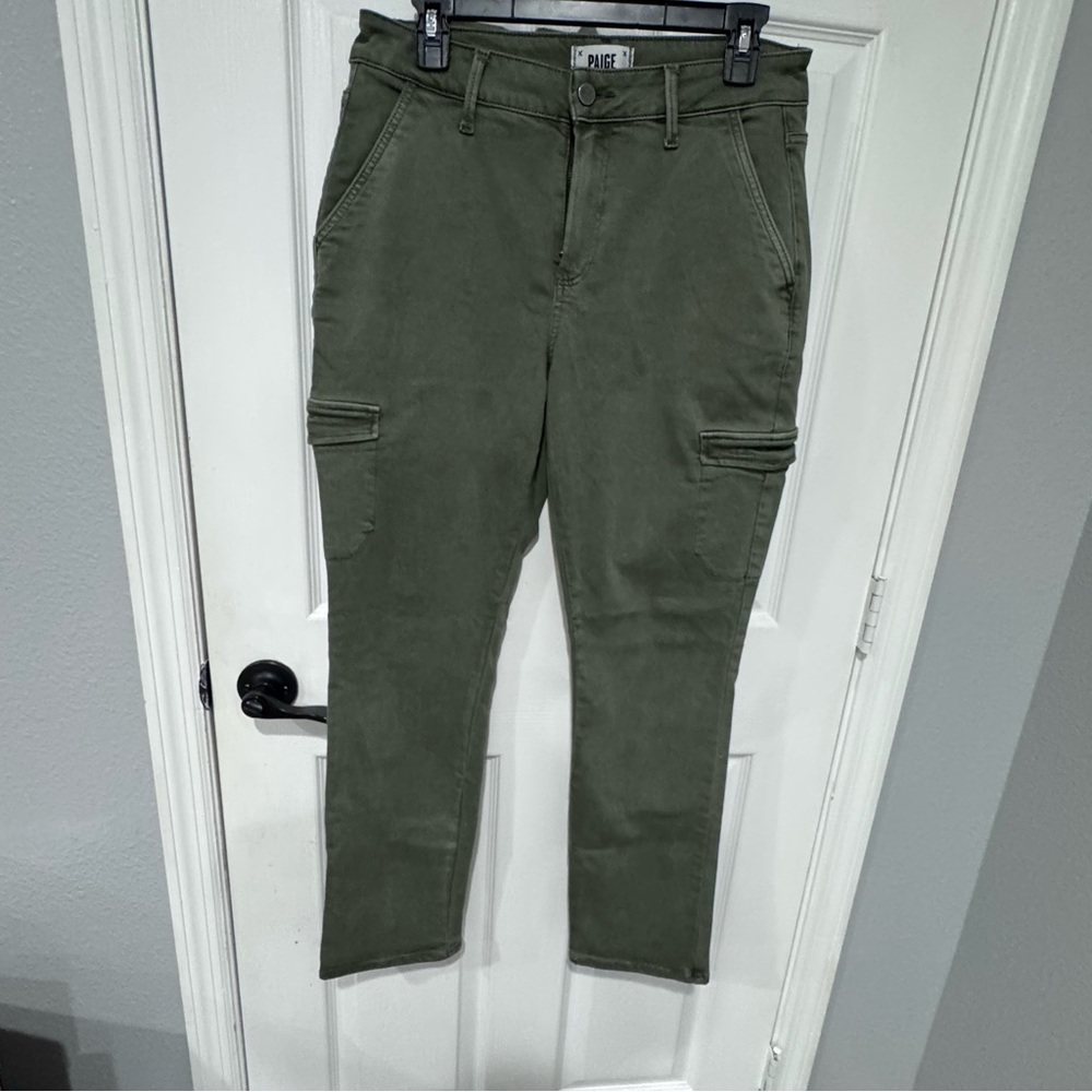 PAIGE Green Cargo Pants 29 Olive Skinny Ankle Utility Stretch Jeans‎